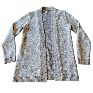 J. Crew cream and black marled open front cardigan